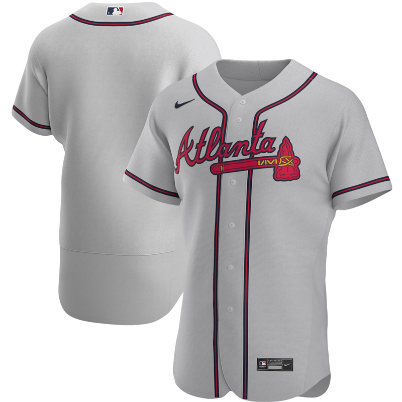 2020 MLB Men Atlanta Braves Nike Gray Road 2020 Authentic Official Team Jersey 1->customized mlb jersey->Custom Jersey